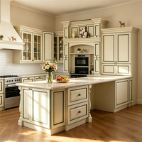 Set Kabinet Pulau Dapur Desain Modular Meja Kerja Kuarsa Inti Particleboard Perakitan Mudah Garansi Panjang