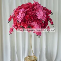 LFB1696エレガントなホットピンクをテーマにしたウェディングローズフラワーアレンジメントfushia蘭の花の装飾