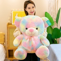 Angela Grosir Boneka Beruang Pelangi Kustom Dengan Syal Boneka Hewan Berbulu Hadiah Hari Valentine