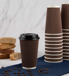Insulated Ripple Double-Walled Paper <strong>Cup</strong> with Lid Coffee Tea <strong>Hot</strong> <strong>Chocolate</strong> Drinks Paper <strong>Cup</strong> - Product Image 4