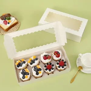 Tùy chỉnh các tông màu trắng 2 4 6 8 12 24 lỗ cá nhân cupcake hộp nhỏ cupcake hộp với cửa sổ