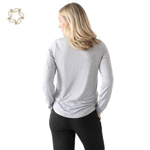 Ropa de lactación de bambú orgánico, <span class=keywords><strong>Camiseta</strong></span> de <span class=keywords><strong>lactancia</strong></span> de manga larga de cáñamo y algodón Natural respetuoso con el medio ambiente - Product Image 3