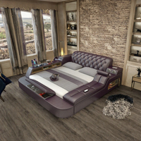 Lit king size en cuir avec fonction massage électrique intelligente