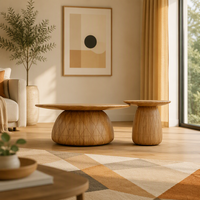 Table basse/d'appoint en bois massif de style européen Yidao Creative, cadre en acier inoxydable, design simple, de la marque IDAO Global Supermarket.