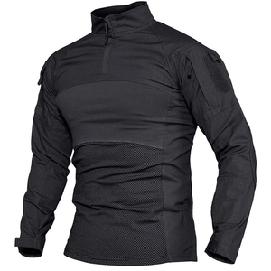 Oem Người Đàn Ông Của Dài Tay Áo Đứng Cổ Áo Chiến Thuậ<span class=keywords><strong>t</strong></span> Áo Sơ Mi Săn Bắn Đi Bộ Đường Dài Ripstop Top-Shirt Với 1/4 Dây Kéo Người Đàn Ông Của Áo Sơ Mi - Product Image 3