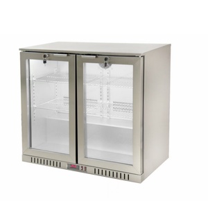Double glass door commercial stainless steel embedded 3 bar refrigerator R600a, used for displaying fruit drinks and beer - Product Image 5