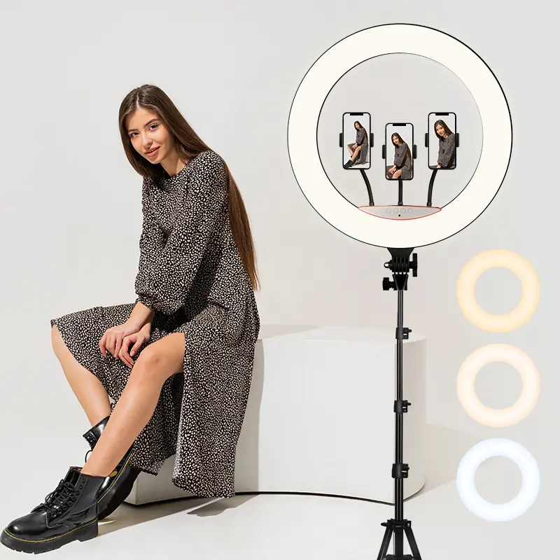 Großhandel 22 Zoll Ring Licht Leistung 48W Farb temperatur 2700k 7000k für Selfie Makeup Fotografie Video