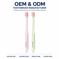 Brosse à dents à tête petite pour un nettoyage en profondeur, poils en sel rose de l'Himalaya, micro-pointe de 0,01 mm, soin des gencives, brosse dentaire pour adultes, logo personnalisé OEM