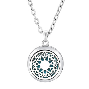Life Tree 15mm ahuecado aromaterapia colgante collar Aleación de aceite esencial difusor <span class=keywords><strong>Perfume</strong></span> pareja joyería con cadena de eslabones - Product Image 6