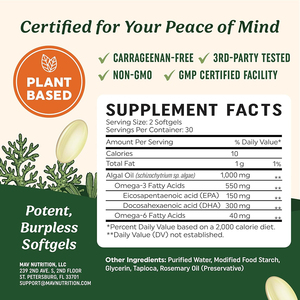 Gélules de haute qualité à marque privée, à base d'algues, Omega-3 DHA + EPA, sans surpêche, favorisent la santé du cerveau et du cœur - Product Image 4