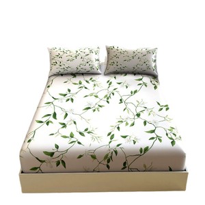Parure de lit 100 % fibre de bambou, imprimé floral, trois pièces, drap-housse élégant et durable, ensemble de draps-housses pour lit double - Product Image 1
