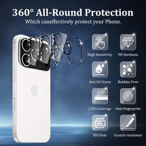 ฟิล์มกระจกนิรภัย 3 มิติ ป้องกันหน้าจอและเลนส์กล้อง HD สำหรับ iPhone 13 14 15 16 17 Pro Max รุ่นปี 2025 9H - Product Image 3