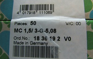 Nieuwe originele Ready PLC 10 mannelijke <span class=keywords><strong>P</strong></span>-afgedekte headers MC 1,5/<span class=keywords><strong>3</strong></span>-G-5,08 1836192 8A 300V * Exclusieve prijs * Op voorraad - Product Image 5