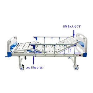 二重機能手動病院用ベッド2クランク医療看護ケア病院用ベッドキャスター付き