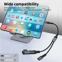 Adaptador Hub Tipo-C 3 en 1, Divisor con Puertos USB+Tipo-C, Transferencia de Datos OTG, PD 60W, Conductor de Cobre Puro Trenzado Metálico para Laptops
