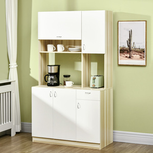 HOMCOM-Armario de cocina de 4 puertas con 3 armarios, cajón y tablero de aglomerado, 102x48x180 cm - Product Image 2