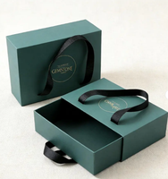 Boîte à tiroir de luxe personnalisée pour emballage de bijoux (colliers) avec insert en EVA, ruban de tirage, logo en relief, boîte cadeau haut de gamme écologique