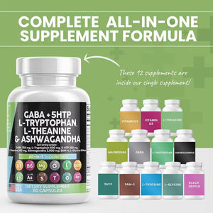 Cápsulas Herbales de 5-HTP Todo en Uno con GABA, L-Triptófano, L-Teanina y Ashwagandha para el Sueño, el Estado de Ánimo, las Emociones y la Relajación - Product Image 5