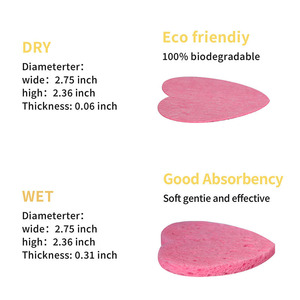 Pink Heart Shaped Compressed Wood Pulp Cotton Facial Scrub <b>Sponge</b> <b>For</b> <b>Face</b> <b>Exfoliation</b> 65x65x8mm 120 Sets - Product Image 3