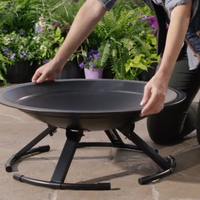 Vente en gros de foyer extérieur rond en métal noir de 26 pouces pour le jardin, le camping et les barbecues au bois