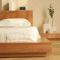 Lit plateforme sur mesure en bois massif à profil bas, noyer, chêne, frêne, style japonais, taille King Size