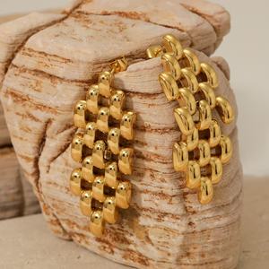 Pendientes de Acero Inoxidable Chapados en Oro Estilo Bohemio, Joyería Clásica para Mujer con Correa de Reloj - Product Image 1