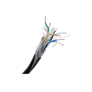 KEXINT Copper Wire 26AWG Cat6a 4 Pairs PVC Black Lan Cable STP FTP Network Cable