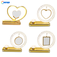 Veilleuse de Table LED Populaire Multi-Styles, Lampe Photo à Sublimation Vierge Cœur Cercle avec Cadre Photo