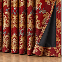 Rideaux occultants en chenille jacquard rouge à motif floral, style européen, prêts à poser, toutes saisons, pour salon