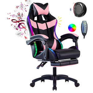 Asientos de carreras de carbono con luz LED más baratos, Silla Rgb, consola de videojuegos, silla para juegos con altavoz Bluetooth y reposapiés - Product Image 1