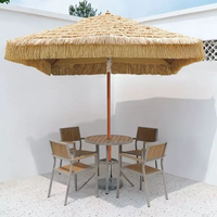 Parasol pliant en aluminium de style hawaïen avec base marbrée, moderne et rustique, idéal pour hôtels, restaurants, plages et pavillons – Direct Usine