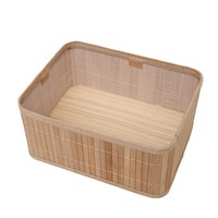 Ensemble de paniers de rangement en bambou tressé à la main avec couvercles, 3 tailles, design rectangulaire moderne et minimaliste, boîte de rangement pour le linge, en osier naturel