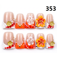 Faux Ongles Press-On Faits Main 656-660 Couleurs Fleurs Canard, 10 Pièces, Styles de Design Uniques pour Doigts