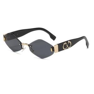 Lunettes de soleil rétro œil de chat pour femmes, demi-cerclées, protection UV400, style adulte, pour l'extérieur - Product Image 2