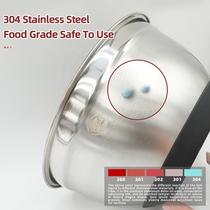 Gran oferta, cuenco plano antideslizante con fondo de silicona para mezclar huevos, cuencos redondos para mezclar panadería de Metal de acero inoxidable 304 - Product Image 3