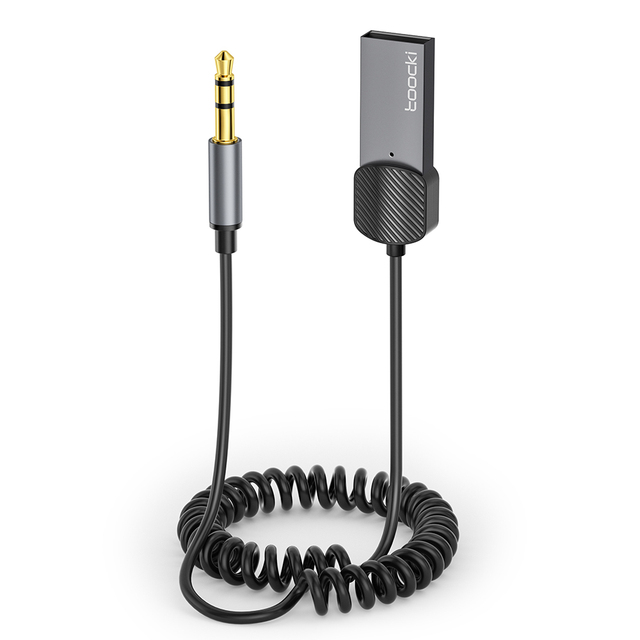 Toocki Convenient Car AUX Wireless Adapter Elastic TPU Cable 5-10m Transmission Distance for Car Home Outdoor Speaker Use