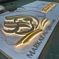 Enseigne LED personnalisée, publicité rétroéclairée, logo de bureau en métal doré, lettres d'enseigne, enseigne LED intérieure et extérieure, lettres 3D LED pour magasin