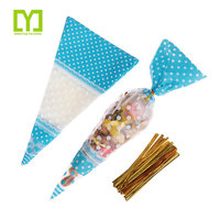 Sac cellophane en plastique transparent personnalisable en forme de cône emballage de bonbons de Noël taille de la poignée de bijoux BOPP thermoscellée personnalisable