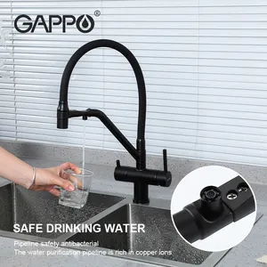 Gappo guangzhou sanitary ware kitchen faucets water purifier matte black kitchen sink faucets mixer tap G4398-86