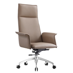 High Back Swivel Wooden Armrest Executive Ergonomic Genuine Leather Office Chair - Product Image 1