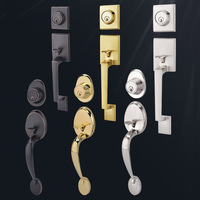 Poignée de porte avec serrure à levier grande taille en alliage de zinc, modèle nord-américain, pour porte principale et double porte