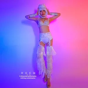 ชุดแสดงสำหรับผู้หญิง โพลีเอสเตอร์ 100% สำหรับการแสดงในบาร์ ดีเจ ไนต์คลับ ชุดเซ็กซี่สำหรับนักเต้นโกโก้ ทัวร์ ชุดนางฟ้าประดับพู่ ชุดนักเต้นนำทีมบนเวที ชุดดิจิทัล - Product Image 6