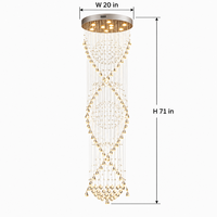 Lustre cascade en cristal artistique pour hall d'hôtel, escalier, villa, plafond haut - Prix usine de gros