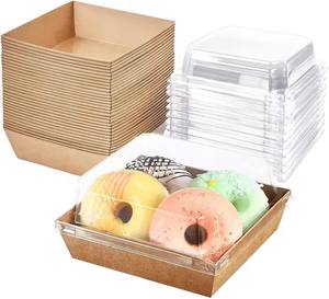 Cajas de Charcuterí<span class=keywords><strong>a</strong></span> de Papel con Tapas Transparentes, Cajas Desechables para Sándwiches, Contenedores Cuadrados para Alimentos, para Postres, Fresas - Product Image 1