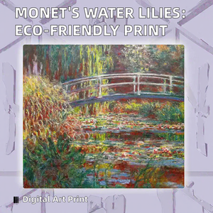 Reproduction de l'œuvre de <span class=keywords><strong>Claude</strong></span> <span class=keywords><strong>Monet</strong></span>, <span class=keywords><strong>Les</strong></span> Nymphéas, l'harmonie verte, impression numérique sur toile avec cadre écologique pour la décoration intérieure - Product Image 2
