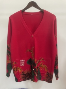 New Arrival <strong>Women</strong> Casual <strong>Cardigan</strong> Loose Outer Floral Print V-neck Full Sleeve Breathable Knit <strong>Cardigan</strong> Added <strong>Pockets</strong> Buttons - Product Image 5