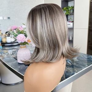 Perruque synthétique Lace Front 13x4 en fibre japonaise, marron avec mèches, qualité supérieure, cheveux doux, densité 150, vente chaude - Product Image 1