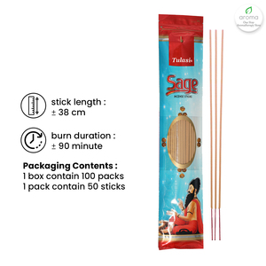 Authentiques galettes d'encens indiennes Brown Bathi Tulasi Sage avec feuilles de sauge séchées pour la purification des espaces - Product Image 2