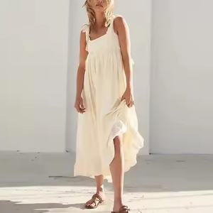 เดรสชายหาดฤดูร้อนคุณภาพสูงมาใหม่ ขายส่ง เดรสผ้าลินินทรงเข้ารูป สายเดี่ยวเซ็กซี่ เอวเล็ก ดีไซน์เรียบร้อยสำหรับผู้หญิง - Product Image 2