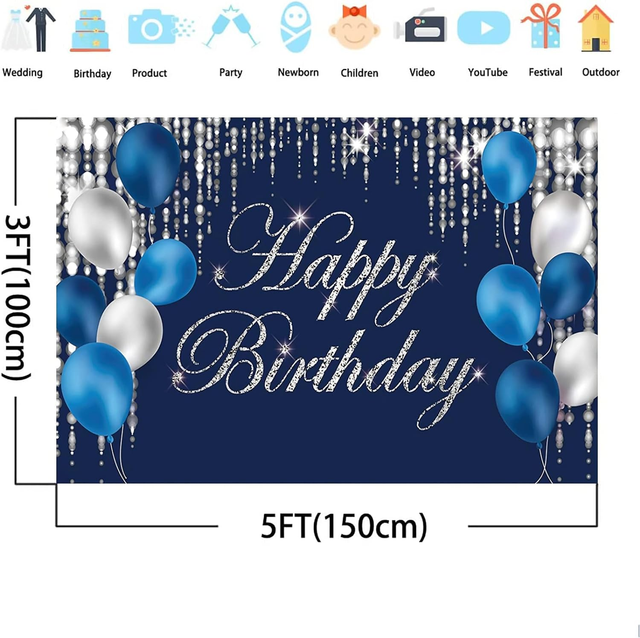 PVC Polyester Happy Birthday Balloons rainbow Colour Banner with Colorful Paper Flag Bun